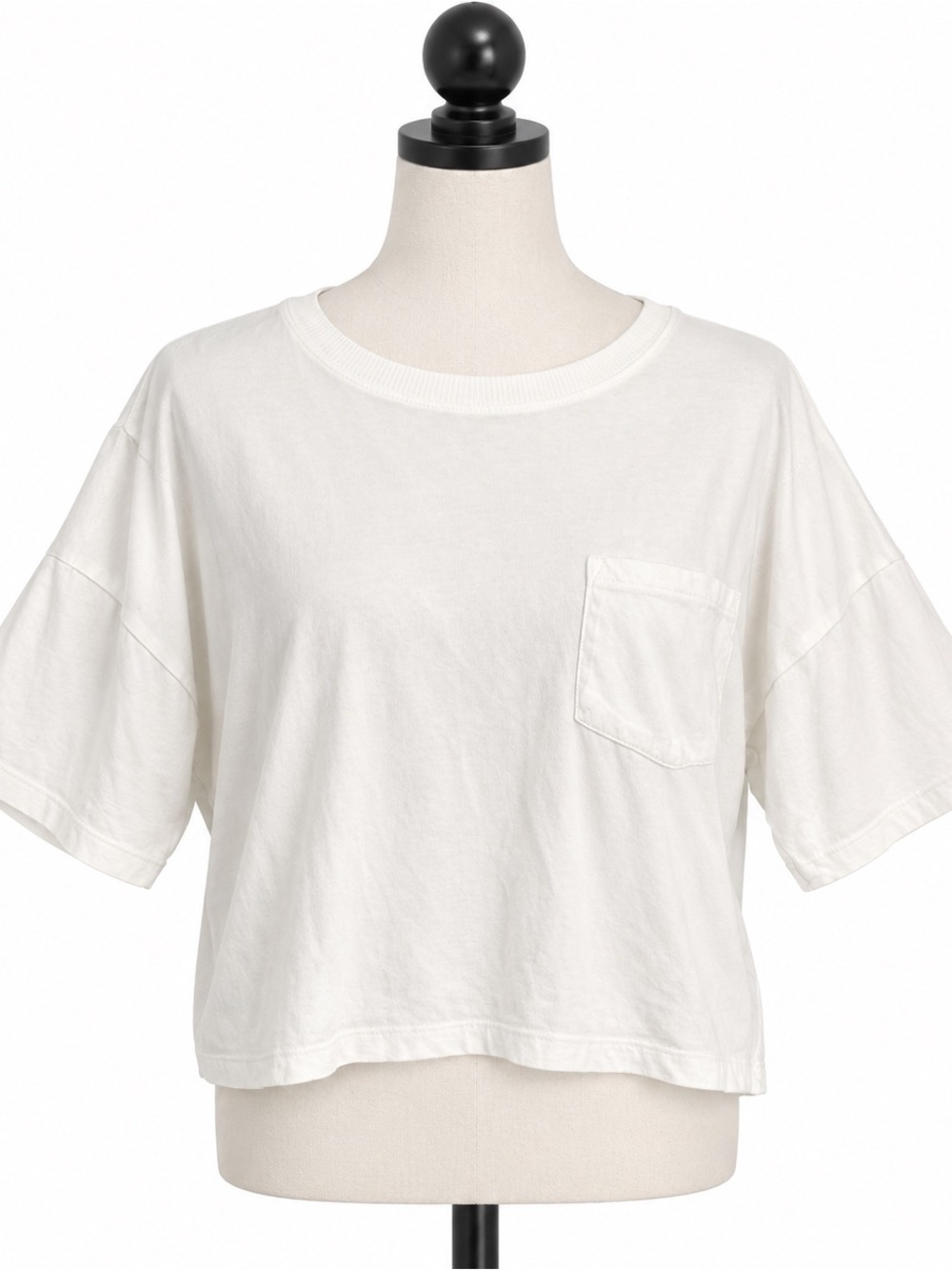 SO White Cropped T-Shirt with Pocket - Size Large